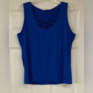 🌟💙🌟Elegant Royal Blue Sleeveless Blouse with Lattice Neckline